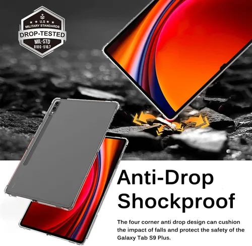 Vista 3 de Miimall Funda transparente compatible con Samsung Galaxy Tab S9/10 Plus, ultrafina, ligera, resistente a los arañazos y a los golpes, no amarillea