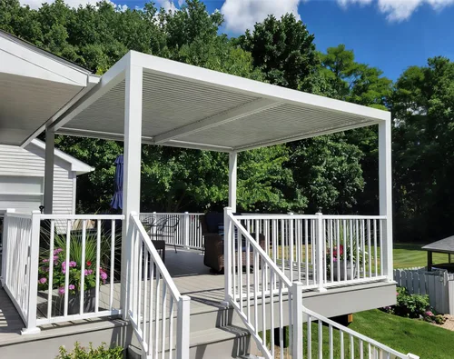 Vista 39 de PURPLE LEAF - Pérgola al aire libre con listones 10 x 12 pies de aluminio blanco con toldo rígido moderno y ajustable para patio, jardín