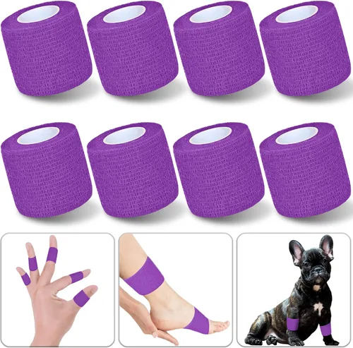 Vista 8 de Paquete de 8 vendajes autoadhesivos de 2 pulgadas x 5 yardas, cinta adhesiva autoadhesiva para atletismo, muñeca, tobillo, rodillas, mascotas
