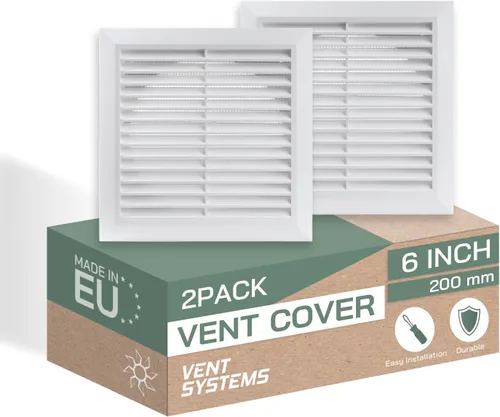 Vista 10 de Vent Systems 6" Conducto - 8" x 8" Paquete Exterior de 4 Cubiertas de Ventilación - Tubos de Ventilación de Baño - Cubierta de Ventilación