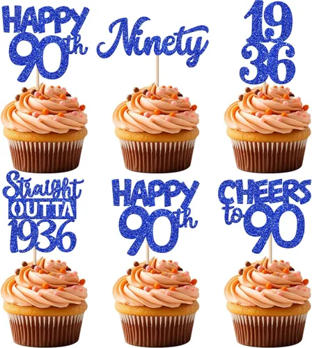 Vista 51 de 30 piezas de decoraciones para pastel de cumpleaños número 10, decoraciones de cupcakes negras con brillo, 10 feliz cumple, directo desde 2016, 10