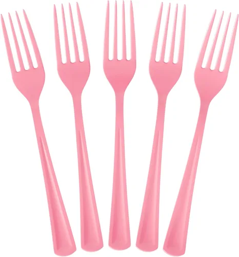 Vista 10 de Exquisite Tenedores de plástico blanco, 50 piezas, tenedores blancos, utensilios desechables, juego de cubiertos de plástico resistente