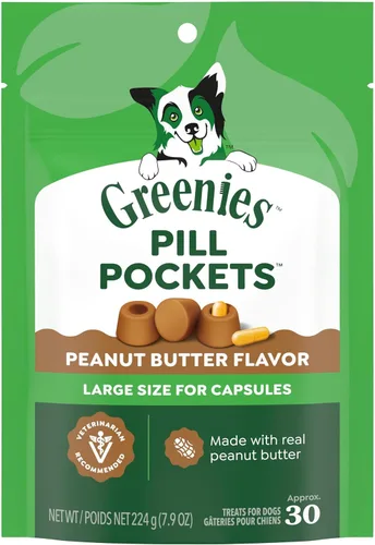 Vista 15 de Greenies Bolsillos para pastillas para perros de gran tamaño, bolsa de golosinas para perros para medicamentos de cápsulas, sabor a queso, bolsa