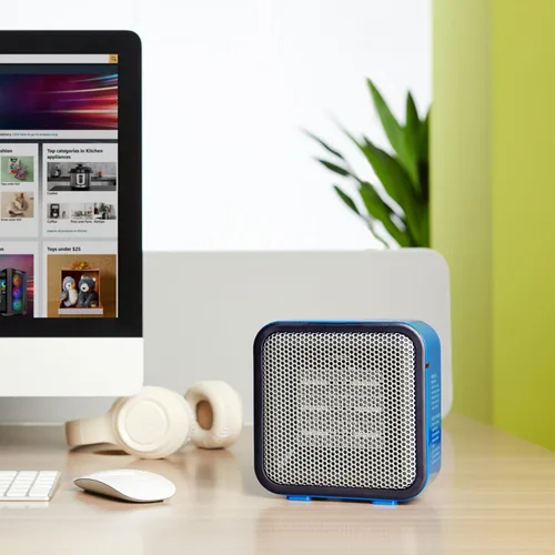Vista 6 de Amazon Basics Mini calentador de espacio portátil de cerámica para escritorio de oficina, calentamiento rápido, eficiente, uso en interiores, 500 W