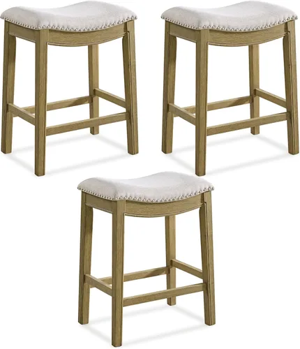 Vista 25 de ROME + OAK Parker Taburete de Mostrador de 26 Pulgadas, Taburete de Cocina sin Respaldo Tipo Silla de Montar en Acabado de Roble Recuperado