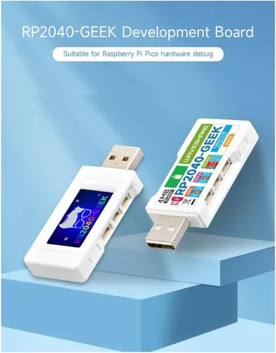 Vista 2 de waveshare Placa de desarrollo RP2040 Geek basada en microcontrolador RP2040 con pantalla LCD a color de 1.14 pulgadas 65K y caja de plástico blanco