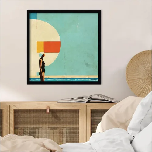 Vista 8 de Amanti Art Framed Wall Art Print 21x21 Mid Century Pool by Layla Oz, Abstract Wall Art, Mid Century Modern Decor, Medium Poster Painting Artwork for