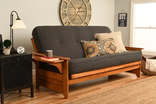 Vista 17 de Kodiak Furniture Futón Phoenix con colchón de tela canadiense en marrón/Barbados