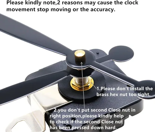 Vista 6 de TIKROUND Mecanismos de movimiento de reloj de pared de cuarzo DIY con pilas de repuesto, piezas de reparación con 260 mm/ 10.2 pulgadas de largo