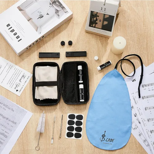 Vista 4 de Boao - Kit de limpieza de clarinete de 23 piezas, set de accesorios todo en uno con hisopo, cajas de cañas, grasa de corcho y reposapulgares, kit
