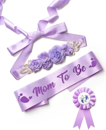 Vista 11 de Mom to Be Sash Baby Shower Decorations Set, Gender Reveal Party Gift for Expectant Parents