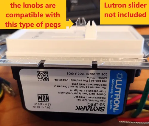 Vista 4 de Pareja de repuesto compatible (2 piezas) de perillas divididas para reguladores Lutron Skylark y control de ventilador (MARFIL)