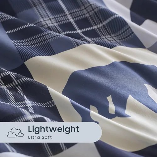 Vista 6 de Wake In Cloud - Juego de funda de edredón rústica, cabaña de Navidad, casa de campo, oso de campo occidental, ciervos, vacaciones, caravana, tema