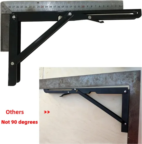 Vista 2 de Soportes de estante plegables de 8 pulgadas, soportes plegables resistentes con carga máxima de 410 lb, mesa plegable montada en la pared