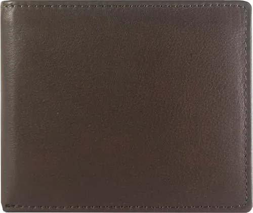 Vista 4 de RFID bloqueo protección vaca cuero delgado tarjeta de crédito titular plegable para hombre cartera, Marrón