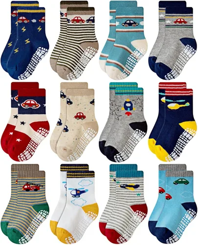Vista 21 de RATIVE - Calcetines antideslizantes con agarres para bebé, bebés, niños pequeños, niños y niños
