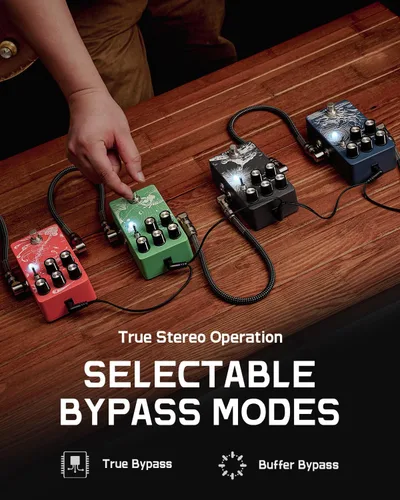 Vista 5 de ALABS NOVADRIFT Pedal de guitarra de modulación 9 en 1 efectos multimod giratorio, coro, brida, trémolo Expresión incorporada, estéreo