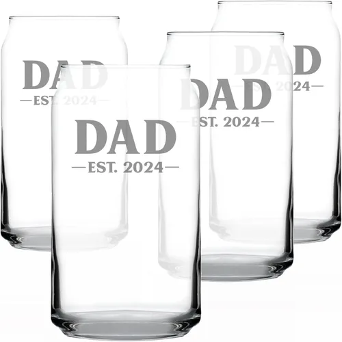 Vista 21 de Custom Dad Est 20XX - New Father Beer Can Pint Glass Gift for First Time Parents - Personalized Bold 16 Oz Glasses