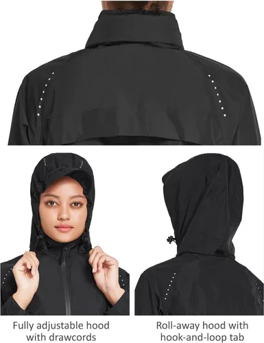 Vista 5 de BALEAF Chaquetas impermeables para mujer, cortavientos resistentes, para correr, ligeras, reflectantes, plegables, con capucha