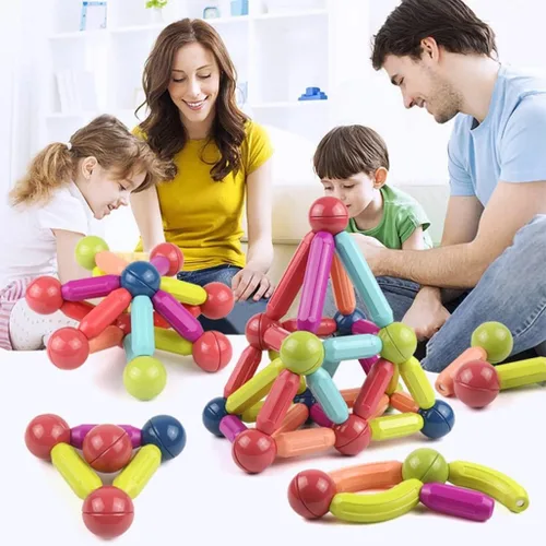 Vista 6 de 130 piezas de juguetes de construcción con imanes 3D – Juguetes magnéticos de construcción – Juguetes educativos de construcción STEM – Juguetes