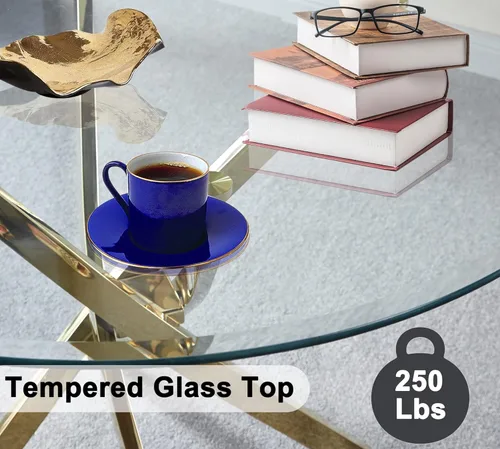 Vista 98 de Mesa de comedor redonda de 36 pulgadas para 4, mesas de cocina y comedor de cristal, moderna mesa de comedor circular con mesa de vidrio templado