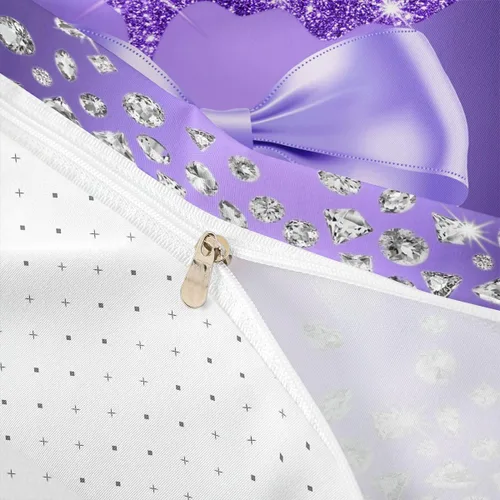 Vista 114 de Feelyou Coquette Bow Bedding Set Twin Size Leopared Bows Comforter Cover for Kids Teens Adults Glitter Diamond Blue Duvet Cover Cute Bowknot Room