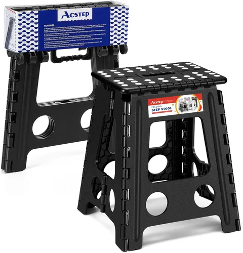Vista 15 de ACSTEP Taburete Escalón Plegable Portátil Plegable de Plástico Taburete Escalón de 9 Pulgadas Taburetes Escalón Plegables Antideslizantes Taburetes