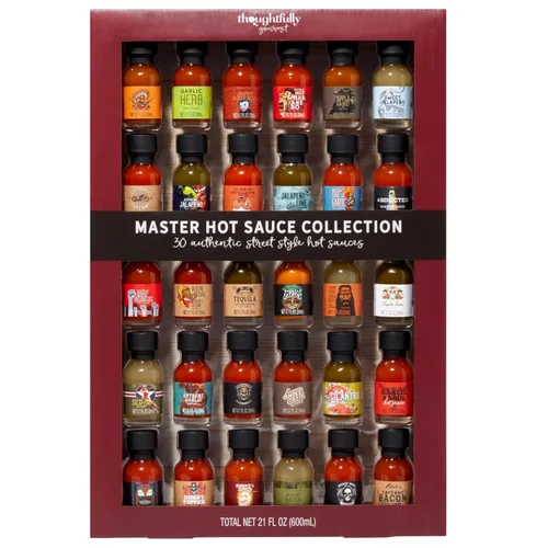 Thoughtfully Gourmet, Juego de muestras de la colección de salsa picante maestra, sabores incluyen ajo y hierba, y más, regalo de salsa picante,