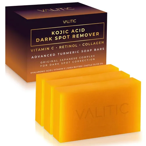 Vista 11 de VALITIC Barras de jabón eliminadoras de manchas oscuras de ácido kójico con vitamina C, retinol, colágeno, cúrcuma, complejo japonés original