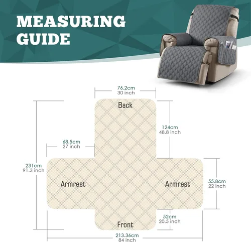 Vista 2 de Ruaozz Funda para silla reclinable 100% impermeable, antideslizante, de gran tamaño, para silla reclinable grande, lavable, con correas elásticas