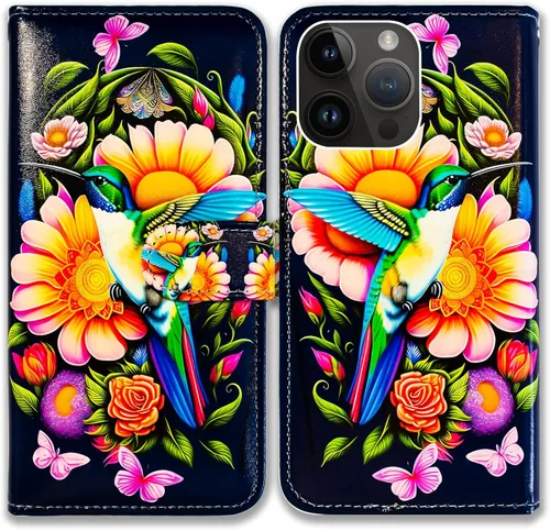 Vista 32 de Bcov Funda para iPhone 15 Pro Max, funda de piel con tapa y soporte para tarjeta y soporte para iPhone 15 Pro Max
