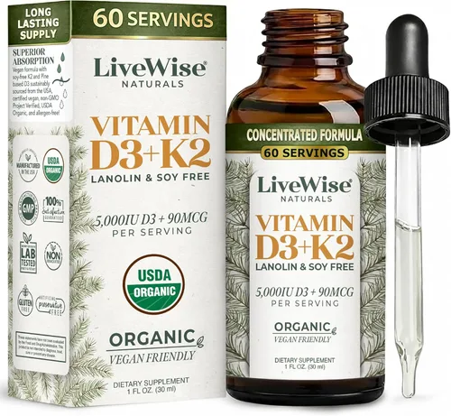 Vista 10 de Vitamina D3 y Vitamina K2 Gotas Líquidas. Bebé Vitamina D Gotas para Bebés con Vitamina K para una absorción óptima. Suplemento de vitamina D3 K2