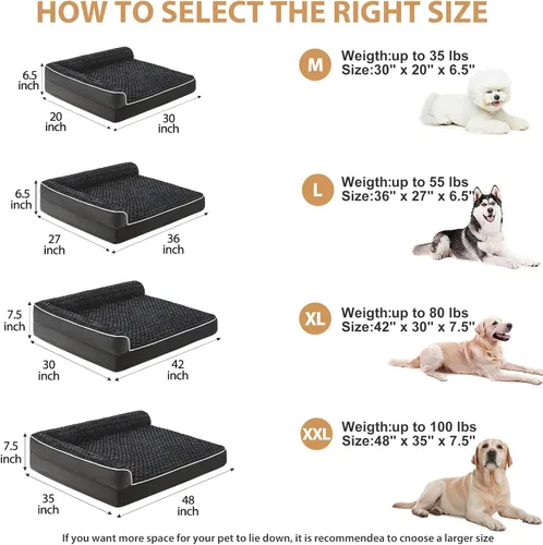 Vista 4 de BFPETHOME Camas ortopédicas para perros grandes - Sofá impermeable para perros con funda extraíble y lavable, cama grande para mascotas con forro