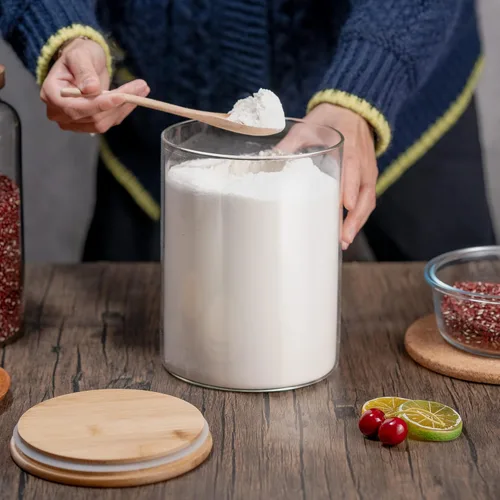 Vista 5 de YUNCANG Tarros de almacenamiento de vidrio, PAQUETE DE 2 - 108oz/3200ml Recipientes de almacenamiento de alimentos de vidrio transparente con tapa