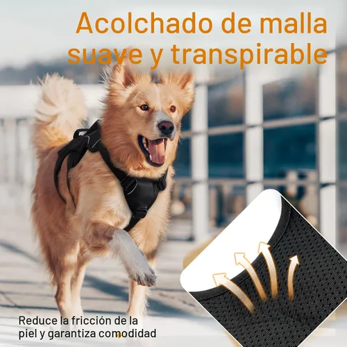 Vista 6 de rabbitgoo Arnés para perro a prueba de escapes, arnés suave acolchado de cuerpo completo para mascotas, chaleco reflectante ajustable sin tirones