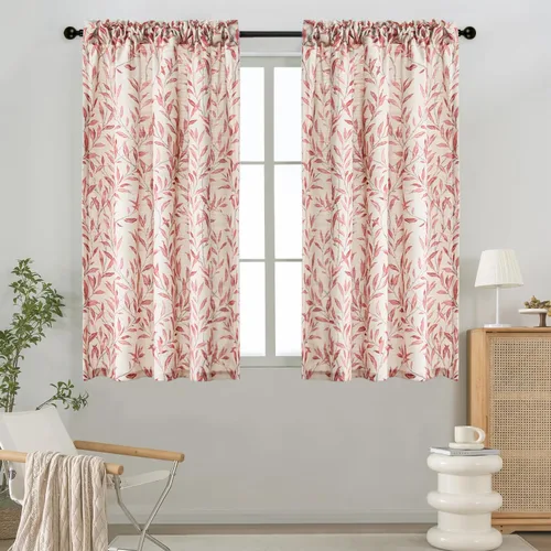 Vista 13 de VOGOL Cortinas pequeñas para ventana, lindas cortinas cortas con estampado de pájaros para cuarto de bebé, baño, cafetería, puerta, cabeza, 30 x 24