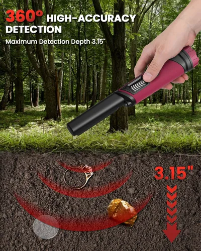 Vista 2 de DR.ÖTEK Detector de metales Pinpointer para adultos y niños, IP68 totalmente impermeable, detector de metales subacuático, puntero de mano