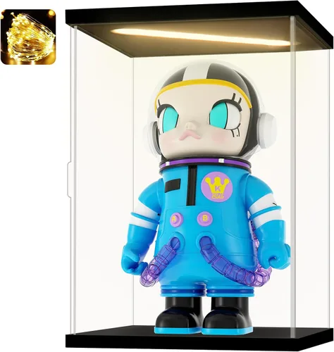 Vista 14 de Vitrina de acrílico para coleccionables, cajas de acrílico transparente para exhibir minifiguras, trofeos, casco de construcción iluminado