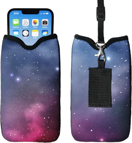 Vista 6 de Tainada Funda de transporte de neopreno a prueba de golpes para hombre y mujer, funda de transporte con cordón para el cuello, funda con lazo