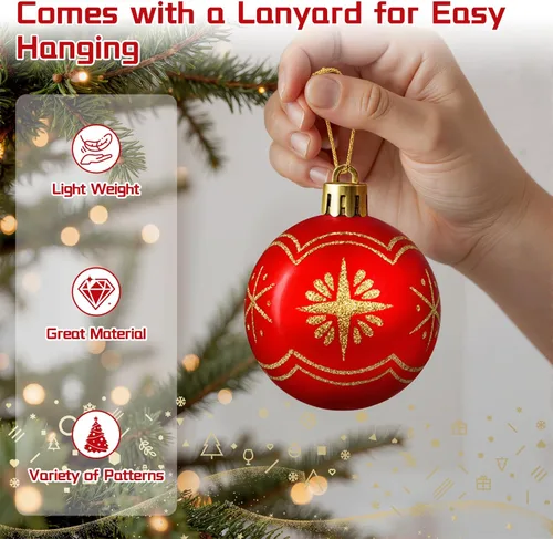 Vista 3 de EverMerry 82 bolas de Navidad, adornos con cuerdas para colgar para decoración de árbol de Navidad, deliciosas decoraciones de Navidad para dorado