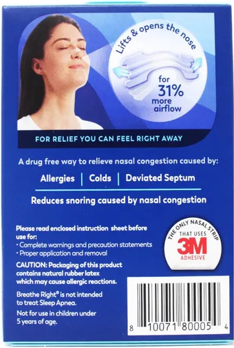 Vista 5 de Breathe Right Tiras nasales transparentes grandes, 30 tiras, 2