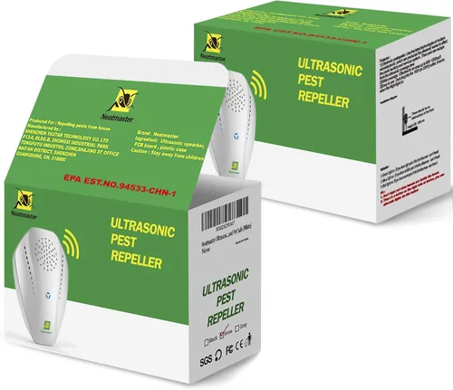 Vista 2 de Repelente ultrasónico Neatmaster y repelente de insectos para interiores, repelente electrónico ultrasónico enchufable para cucarachas, mosquitos