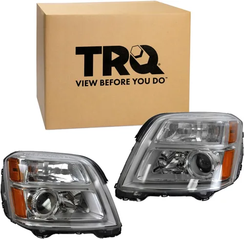 Vista 70 de TRQ Juego de Conjunto de Ensamble de Faros de 2 Piezas de Desempeño Halógeno con Marco Cromado Conductor y Lado del Pasajero Compatible con Mercedes