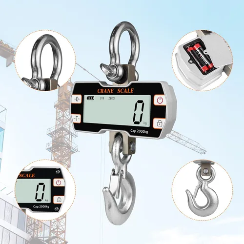 Vista 2 de Hyindoor Escala de grúa de 4,409.2 lbs de 4400 libras, escala colgante digital de 2 toneladas con control remoto, báscula electrónica industrial
