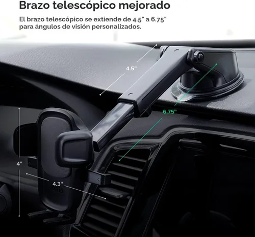 Vista 5 de iOttie Easy One Touch Signature soporte de teléfono universal para tablero y parabrisas de auto, soporte de escritorio con base de ventosa y brazo