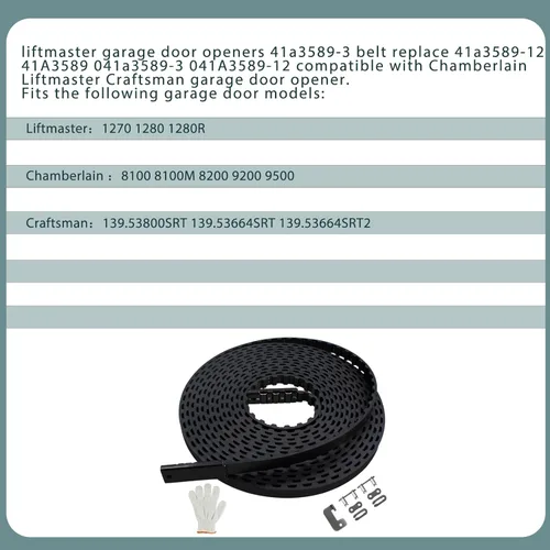 Vista 4 de Actualización 41A3589-3 41a3589-12 - Abridor de puerta de garaje para puerta de garaje de 7 pies, longitud de la correa de 233 pulgadas, compatible