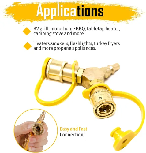 Vista 3 de GasOne - Adaptador divisor en Y de propano de conexión rápida de 1/4 pulgadas para remolque de RV y manguera de propano de conexión rápida