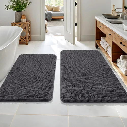 Vista 169 de OLANLY Juego de 2 alfombras de baño de felpilla suave y absorbente, antideslizantes, de secado rápido, lavables a máquina, accesorios de decoración