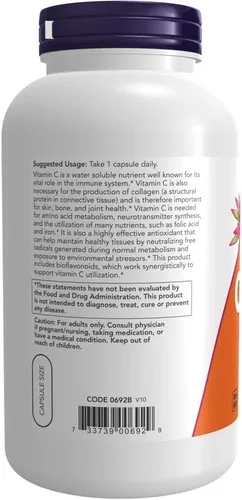 Vista 3 de Now Supplements, Vitamina C-1,000 con 100 mg de bioflavonoides, protección antioxidante*, 250 cápsulas vegetales (paquete de 2)