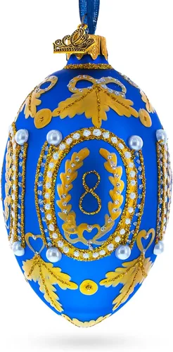 1893 Cáucaso en cristal de huevo real azul adorno 4 pulgadas
